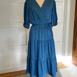 Elegant Blue Wrap Dress